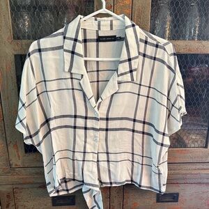 Silver Jeans White and Black Plaid Button Down Shirt